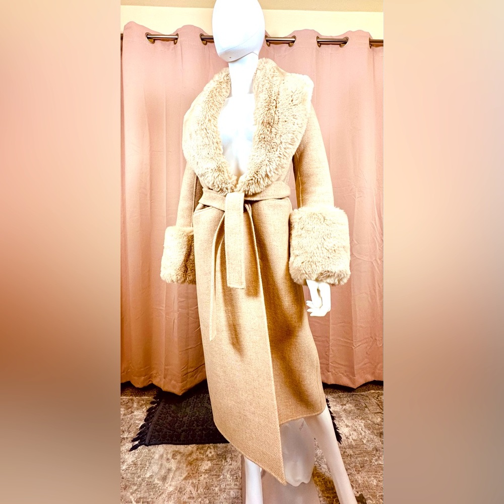 Maje
Galaxyre Faux Fur Trim Long Coat